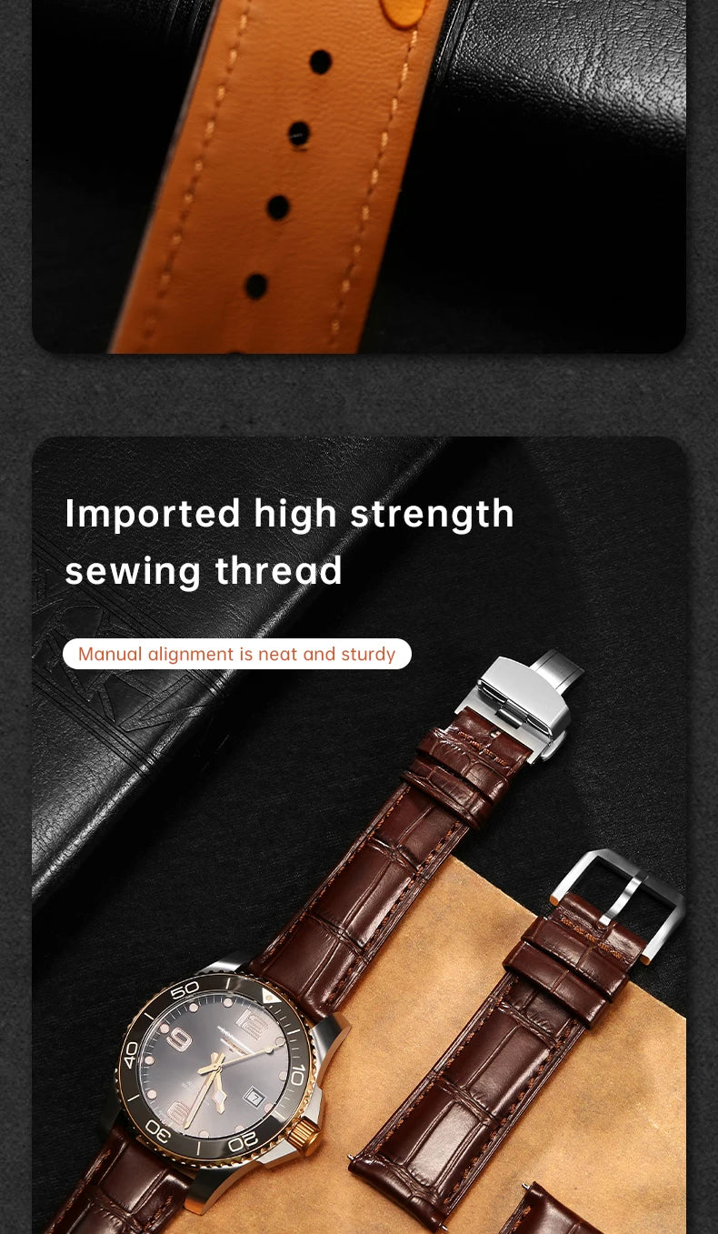 MAIKES Calf Leather Watch Strap Quick Release Bracelet For Longines Omega IWC Watchbands 20mm 21mm 22mm Watch Band