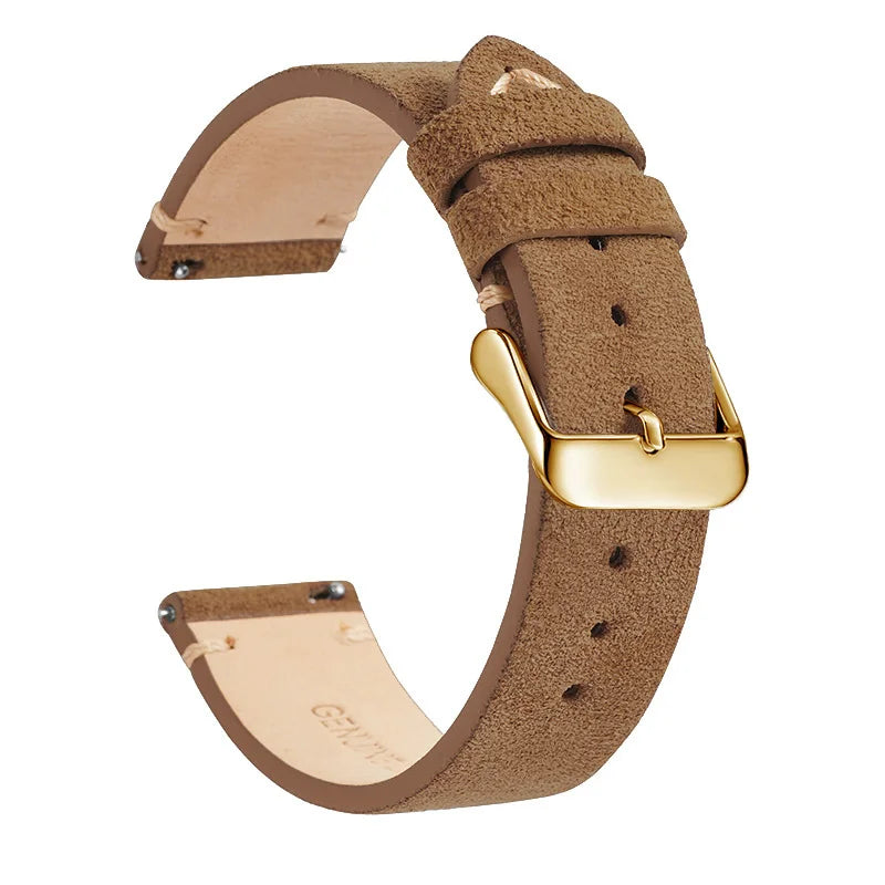 Genuine Leather Quick-Release Watch Strap 14–22mm