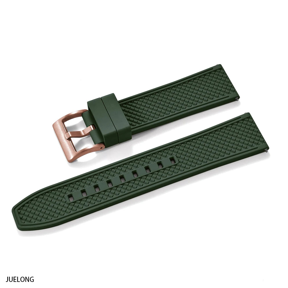 HAISCH Bullet-Shaped FKM Rubber Watch Strap – 18-24mm, Quick Release, Waterproof