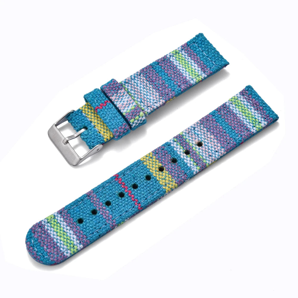 JUELONG Multicolor Nylon Sailcloth Watch Strap 20/22mm