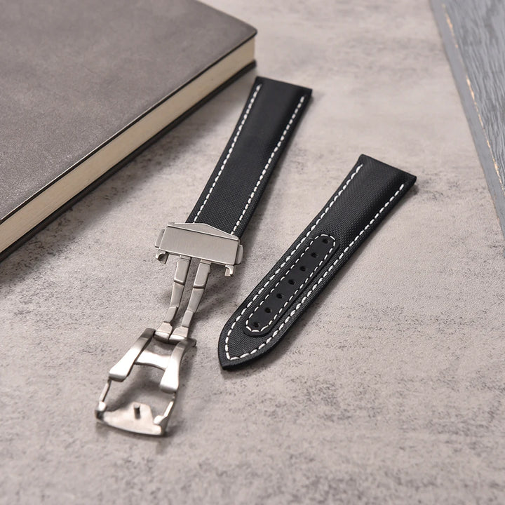 NATOBELT FKM Rubber Leather Sailcloth Watch Strap Quick Release Watchband 20mm 22mm For Omega/Rolex/MoonSwatch/Seiko