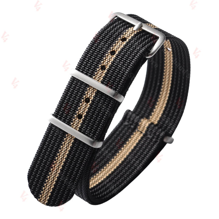 Ribbed Nylon Watch Band 18–22mm (Military Style)