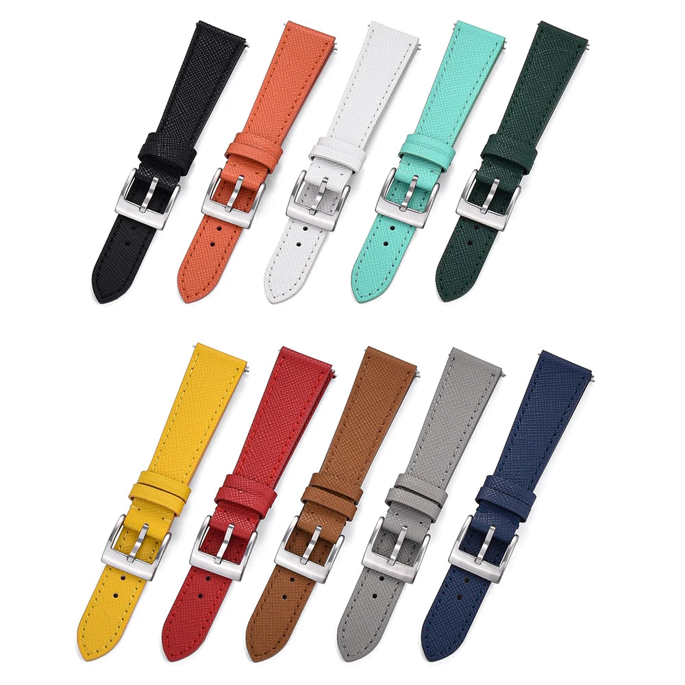 Quick Release Saffiano Leather Watch Strap – 18-24mm Universal