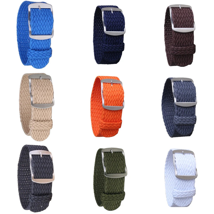 Perlon Woven Nylon Watch Strap (16-22mm) – Black & Blue