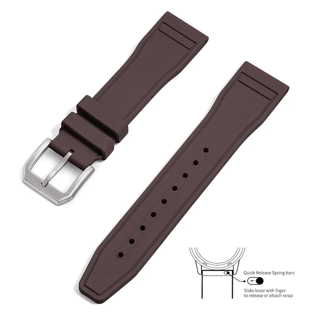 Premium Grade Fluororubber FKM 20mm 21mm 22mm Watch Strap Diving Waterproof Quick Release Watchbands