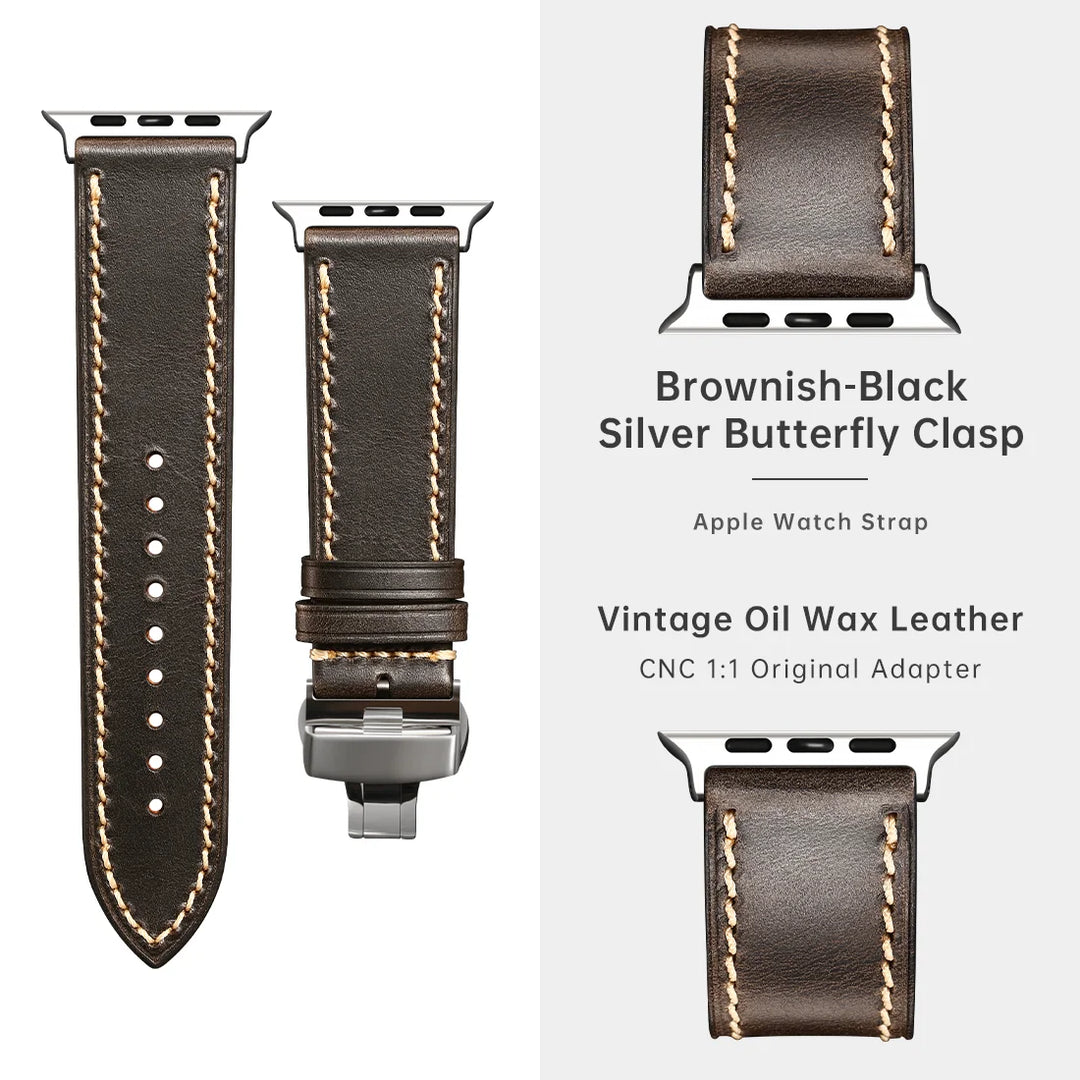 Apple Watch Luxury Cow Leather Strap For Ultra 2 49mm Band Series 9 8 7 6 5 SE 45mm 44mm 41mm 40mm Handmade Watchbands