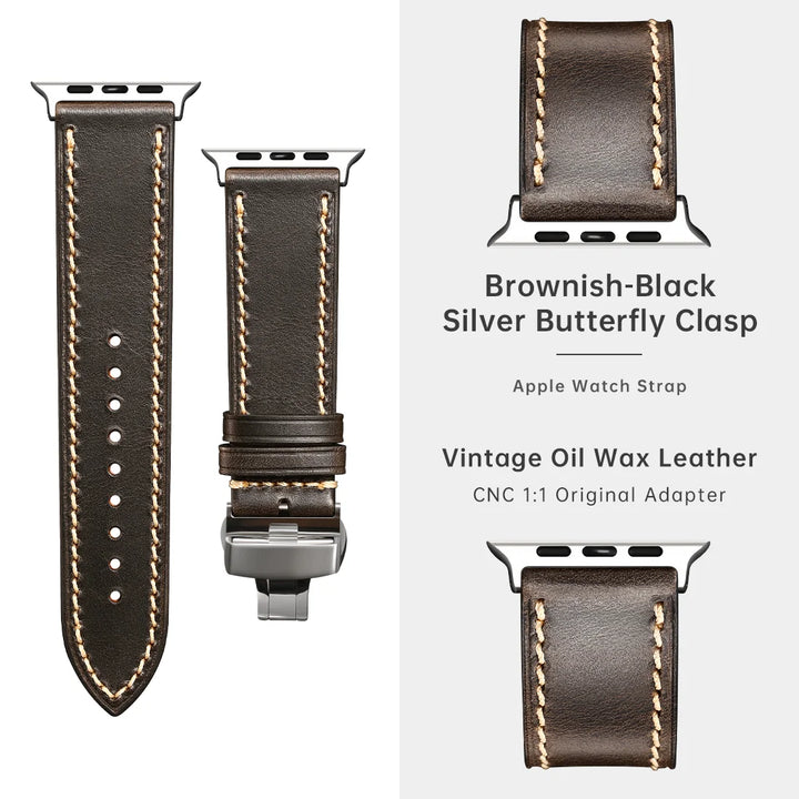 Apple Watch Luxury Cow Leather Strap For Ultra 2 49mm Band Series 9 8 7 6 5 SE 45mm 44mm 41mm 40mm Handmade Watchbands