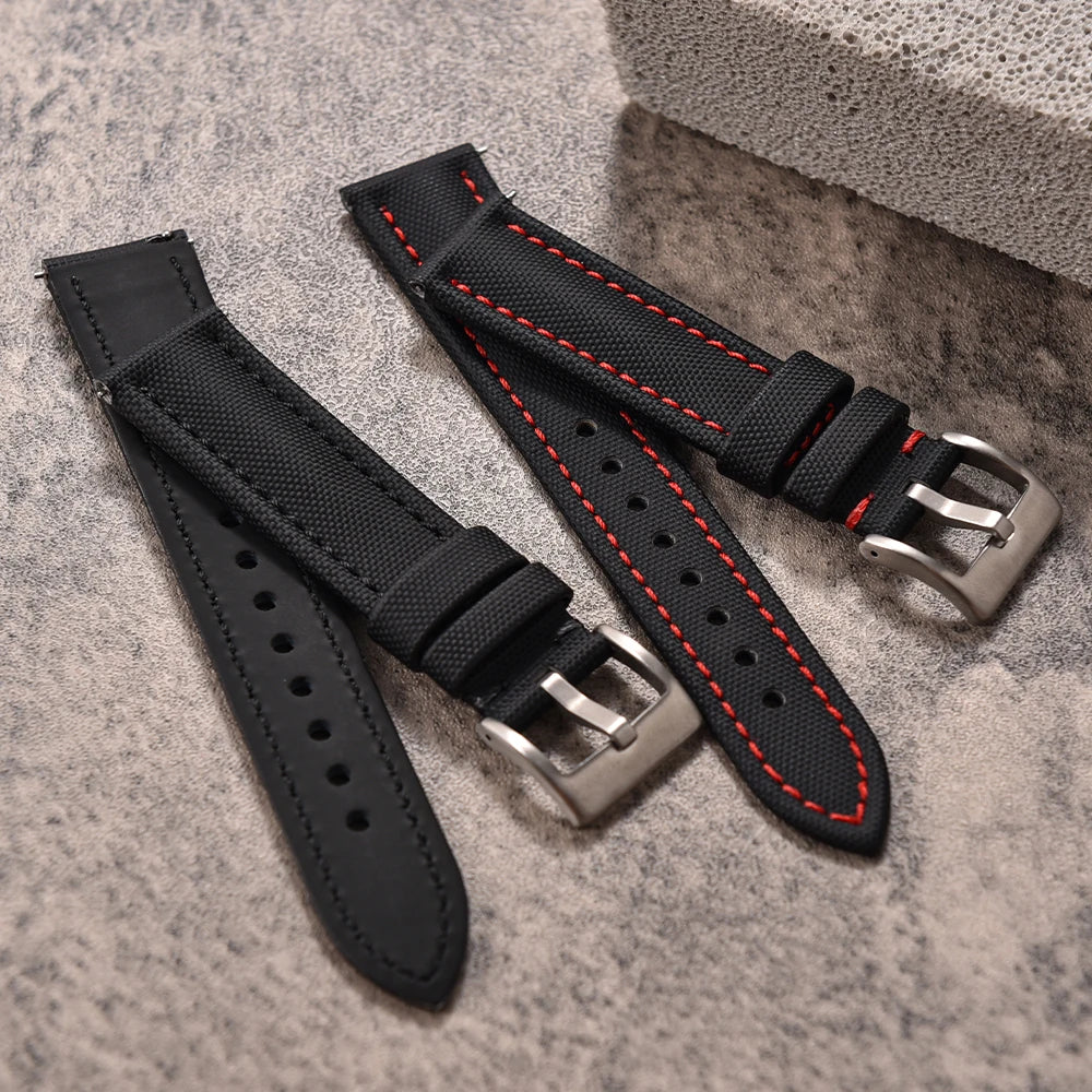 Universal Sailcloth Watch Band 18mm 20mm22mm Sailcloth Leather Strap Qucik Release Bracelet Accessories for Omega for Seiko Belt