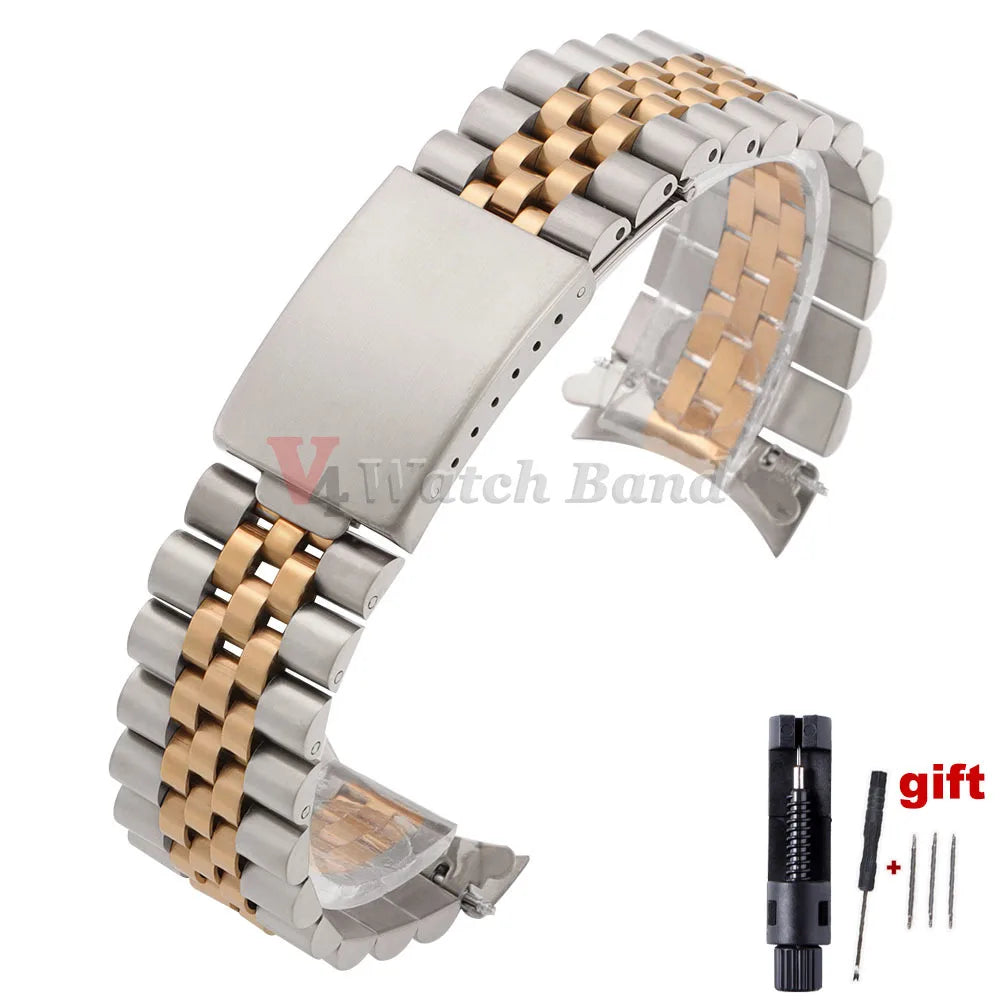 19mm 20mm 21mm Curved End Stainless Steel Watch Bands for Rolex DATEJUST for Jubilee Solid Strap Bracelet Men Woman Watchband