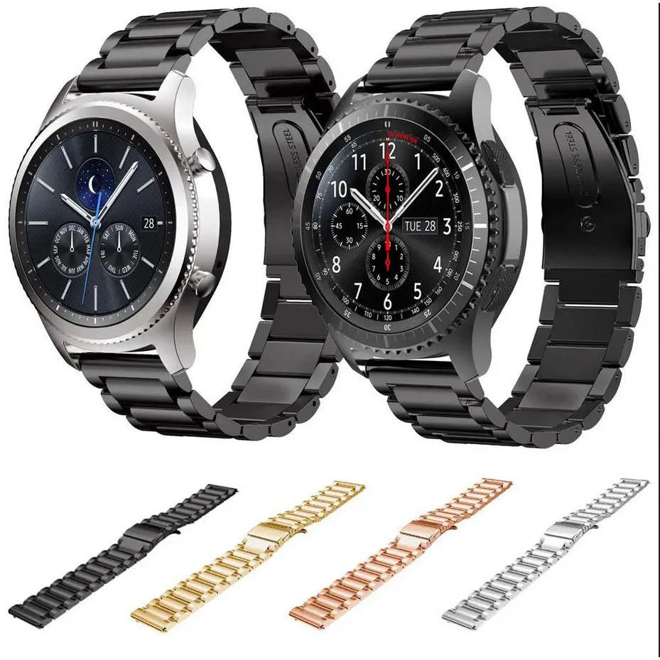 Full Stainless Steel Watch Band 18–24mm for Samsung Gear & Huawei GT