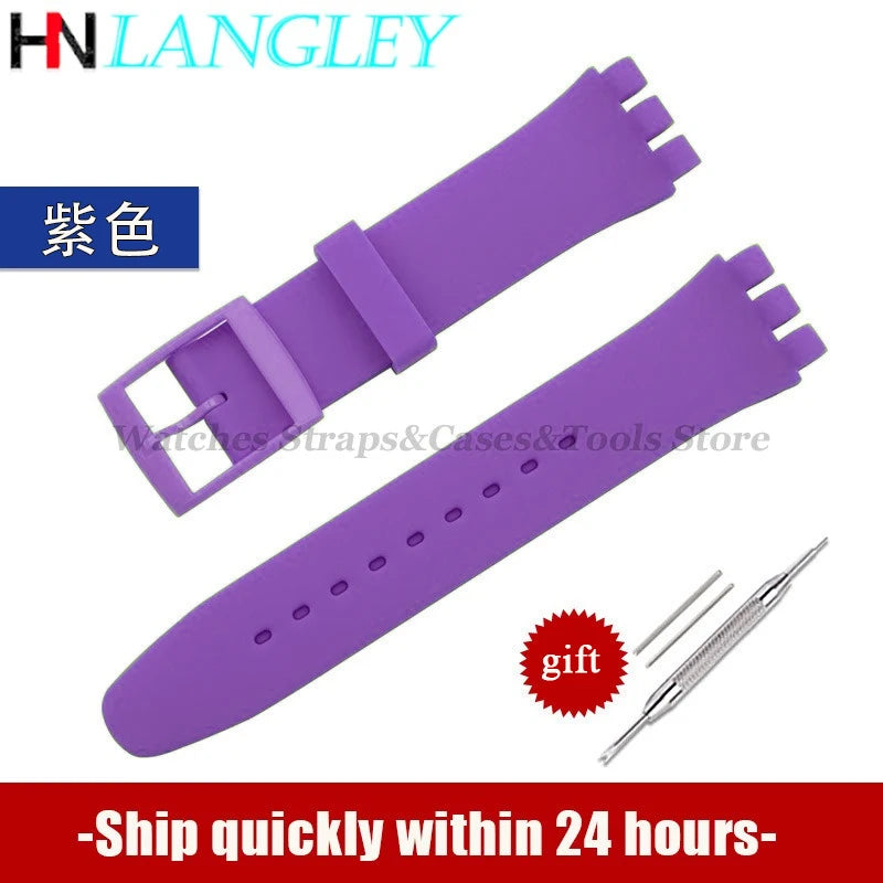 Soft Silicone Watch Strap – 16/17/19/20mm, Colorful Replacement with Tools