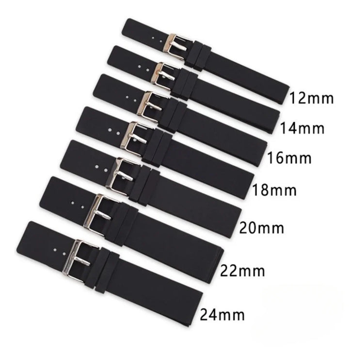 Silicone Watch Strap – 12–24mm, Soft Rubber for Seiko & Huawei GT Series