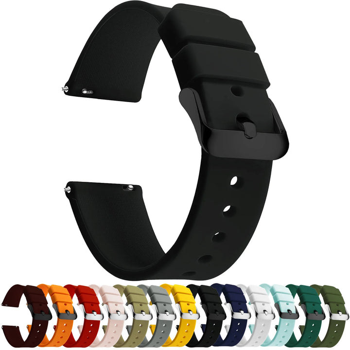 Fashion Silicone Watch Straps – Multiple Colors (14–24mm)