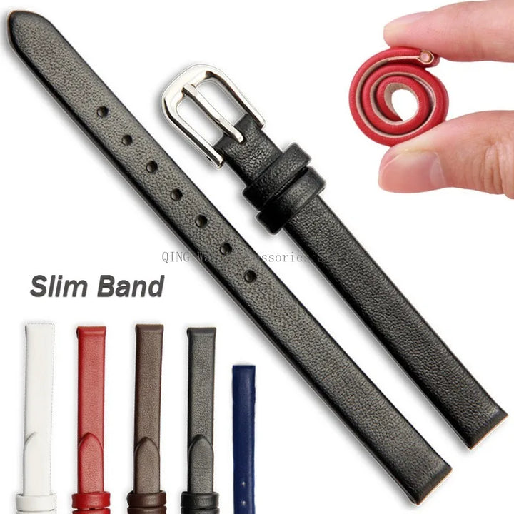 Universal Slim Soft Leather Watch Strap – 6–16mm, Cowhide