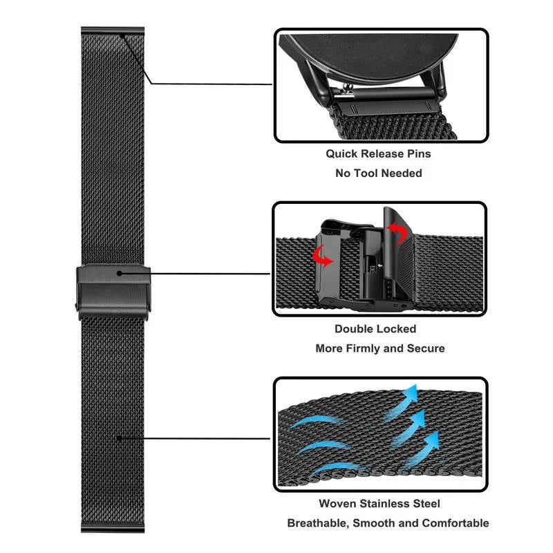 0.6mm Milanese Mesh Watch Strap – 12–24mm for Seiko & DW
