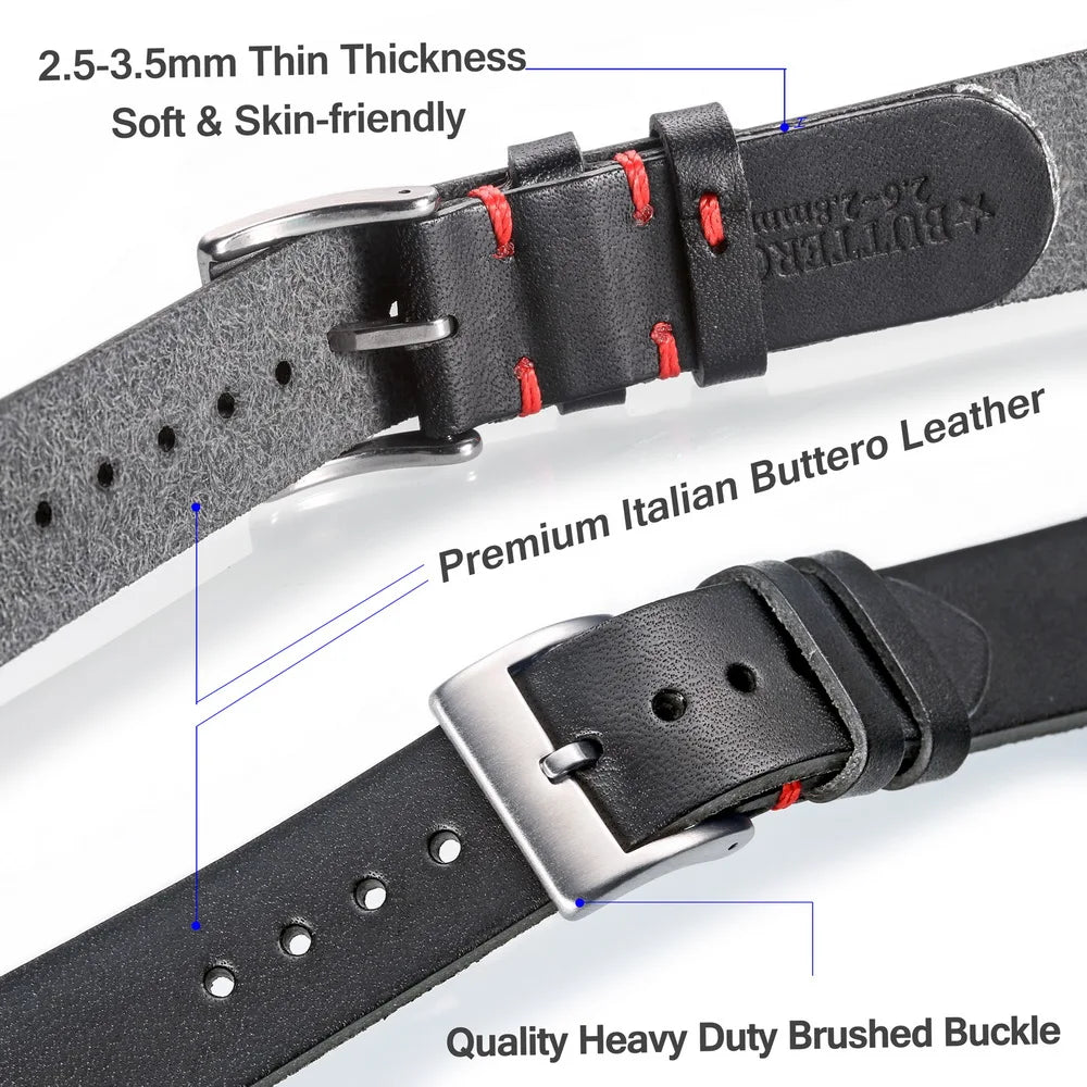 HEMSUT Handmade Italian Leather Watch Band (18-22mm)