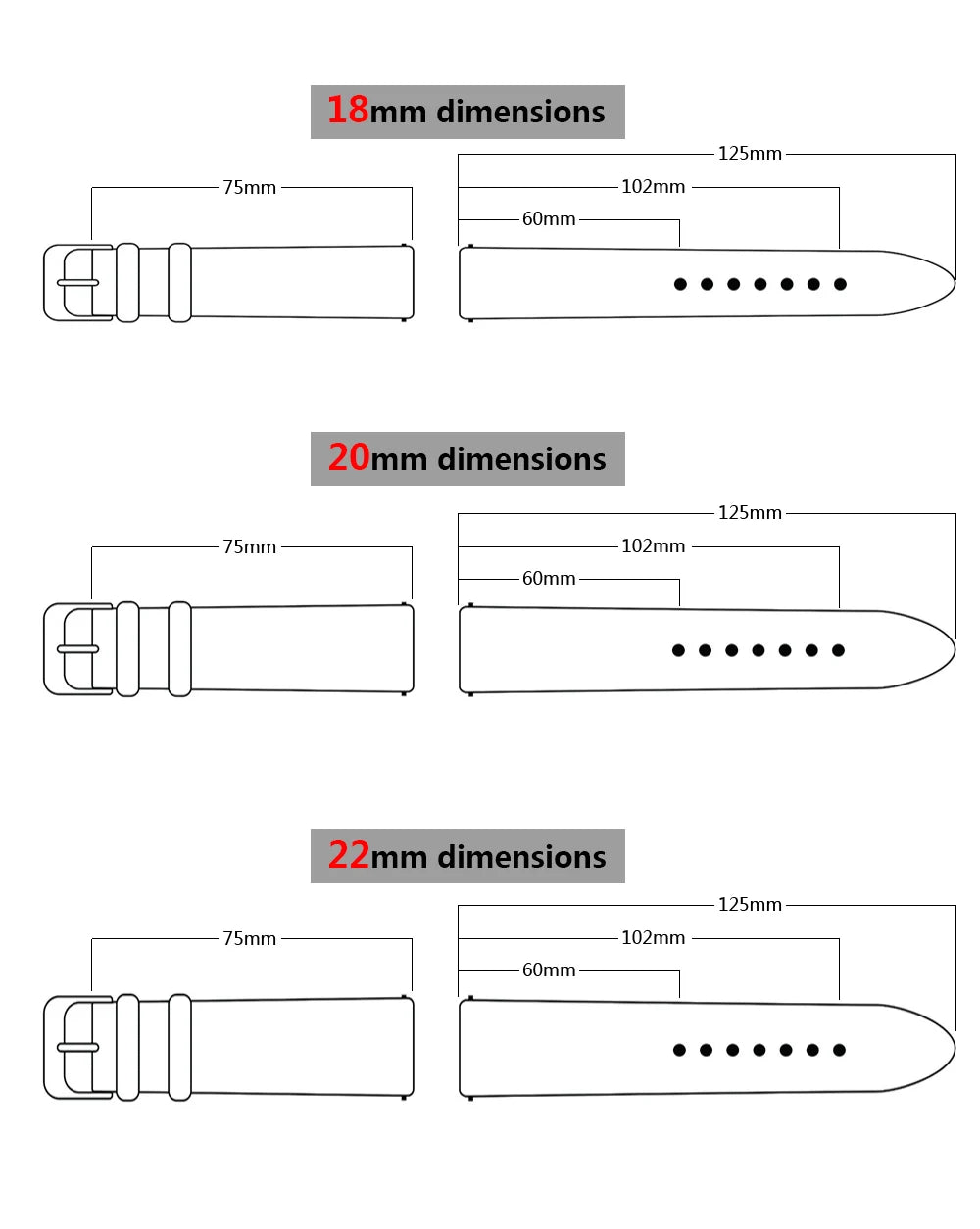 Samco Genuine Leather Watch Band 18–22mm (Quick Release)