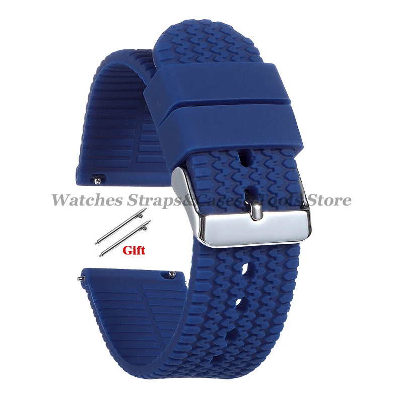 Soft Silicone Rubber Watch Band 18–24mm for Omega & Huawei (Quick