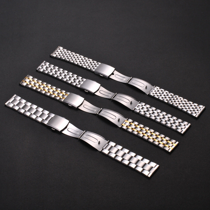 Universal Stainless Steel Watch Strap with Folding Buckle (18–22mm)