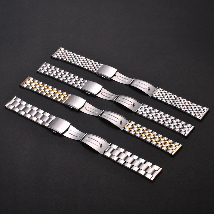 Universal Stainless Steel Watch Strap with Folding Buckle (18–22mm)