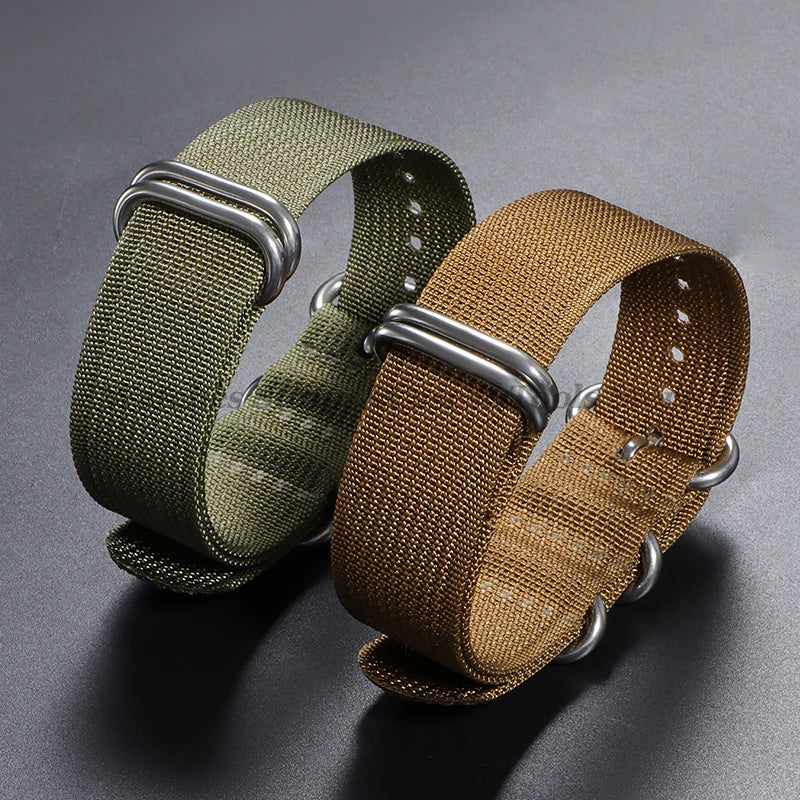 Sailcloth Nylon Watch Strap with Ring Buckle (18–24mm)
