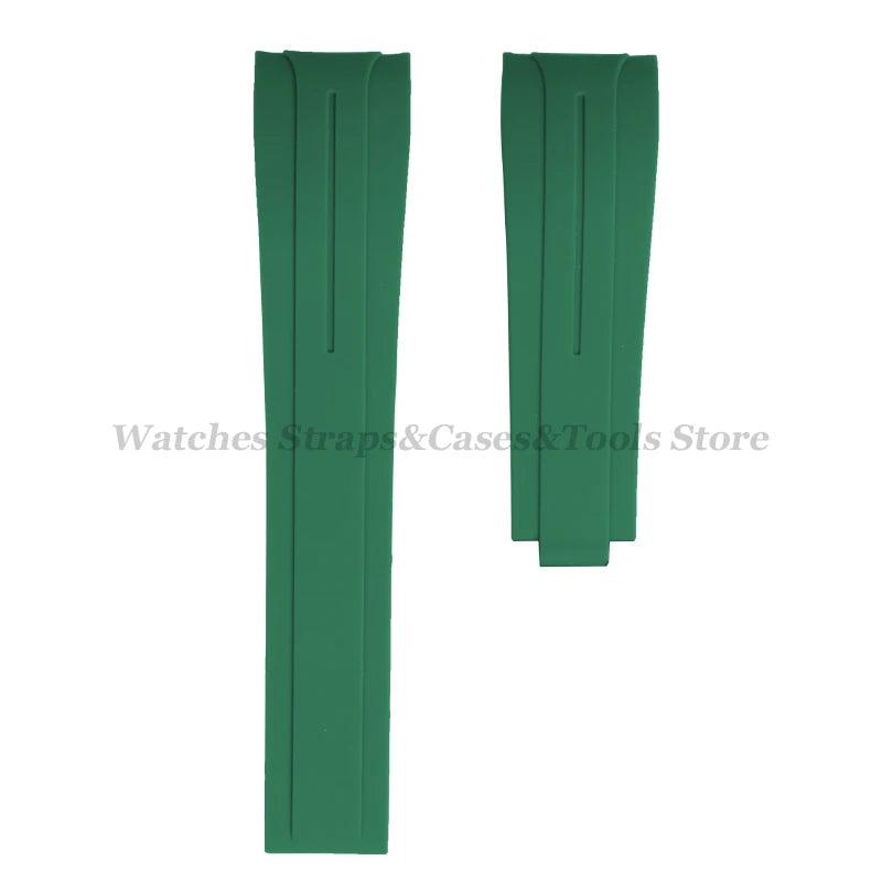 Curved End Silicone Rubber Watch Band 20–22mm for Rolex Water Ghost