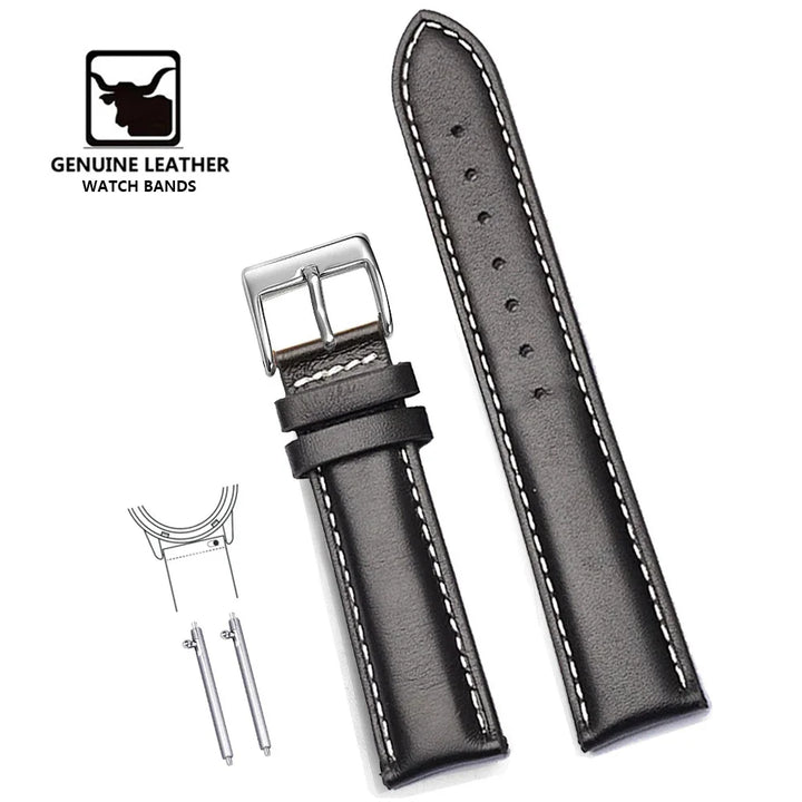 Premium Genuine Leather Watch Strap – 12–24mm with Tool