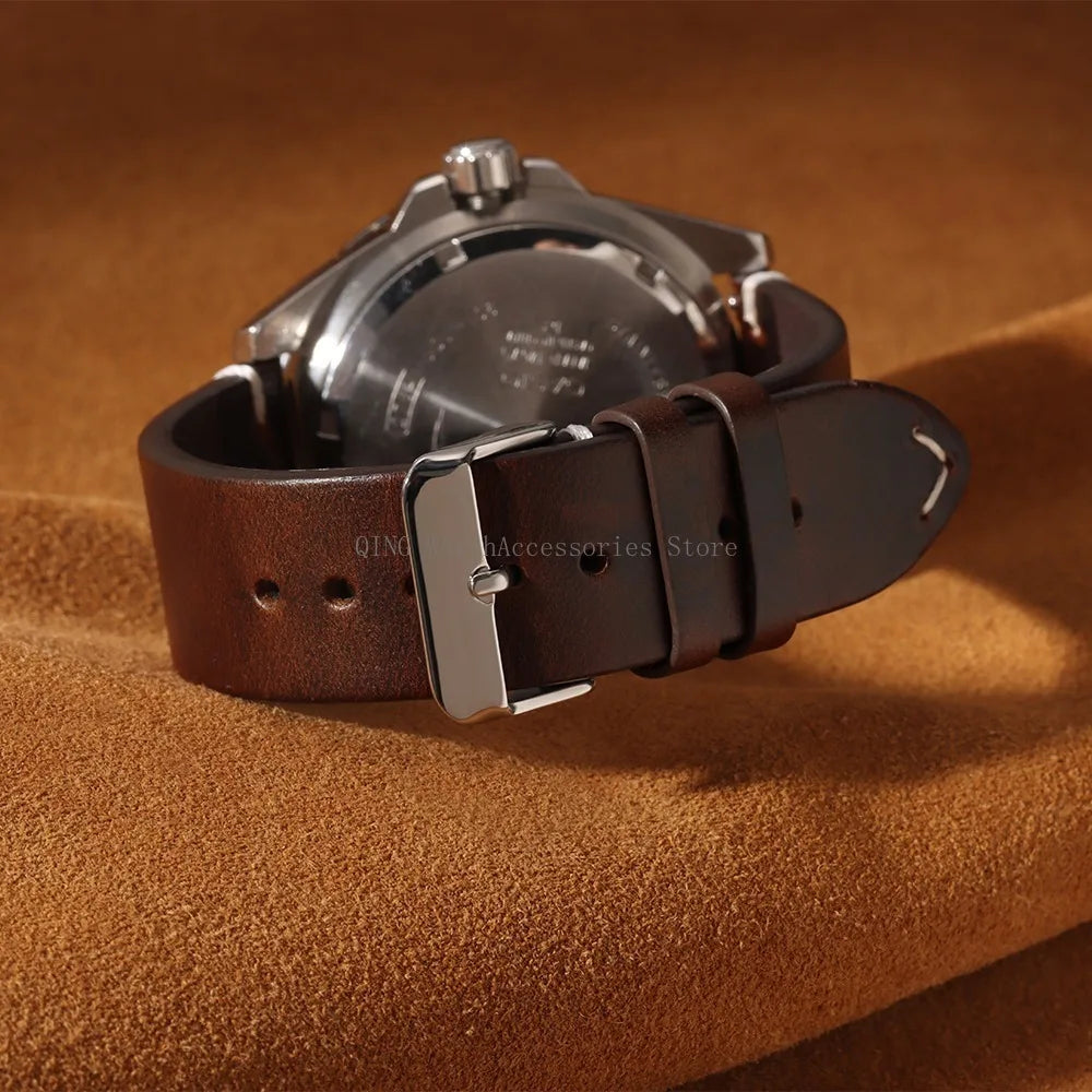 Title: Vintage Oil Wax Leather Watch Band 18–22mm (Quick Release, Unisex)