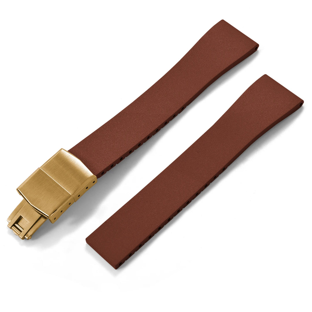 JUELONG CTS FKM Rubber Watch Strap 16–22mm Quick Release with Gold