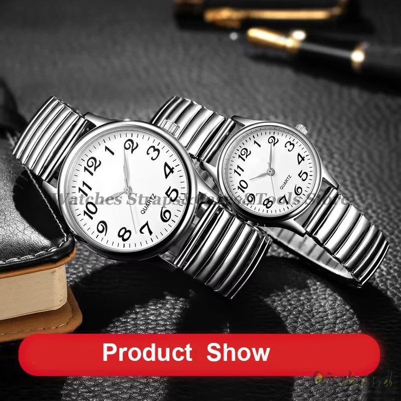 12 14 16 18 20mm 22mm Stretch Expansion Stainless Steel Watch Band Retractable Strap Metal Elastic Band Accessories Men Bracelet