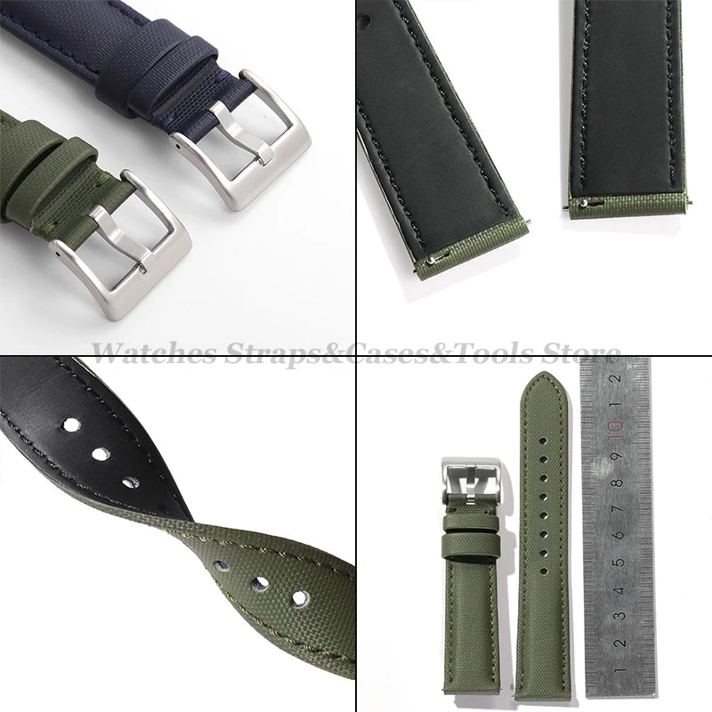 Sailcloth Nylon Watch Band 18mm 20mm 22mm for Huawei Watch Gt4 46mm Waterproof Fabric Watch Strap for Seiko Quick Release Belts
