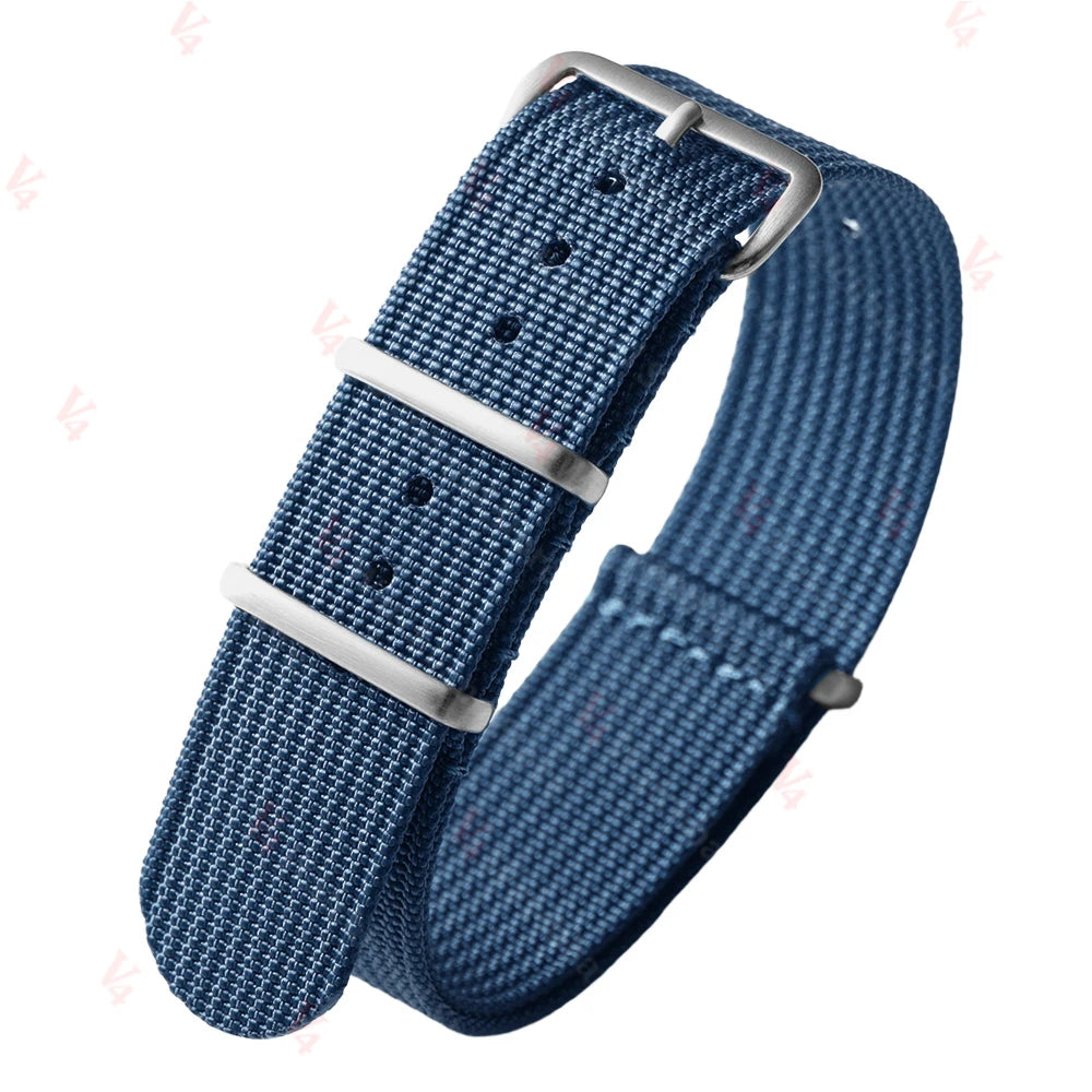 Ribbed Nylon Watch Band 18–22mm (Military Style)