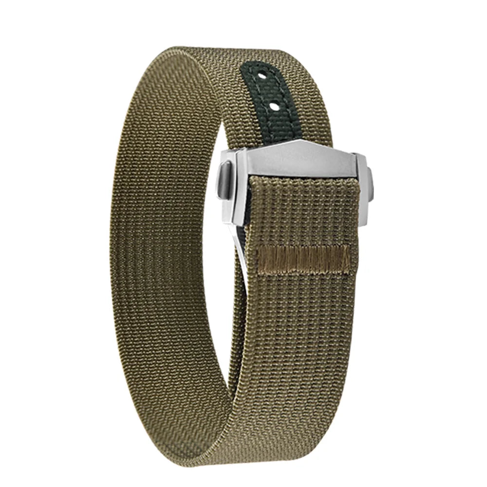 JUELONG 18mm 20mm 22mm Sailcloth Watch Strap Canvas Rubber Hole Sport Waterproof Folding Buckle Watchband For Omega Swatch Moon