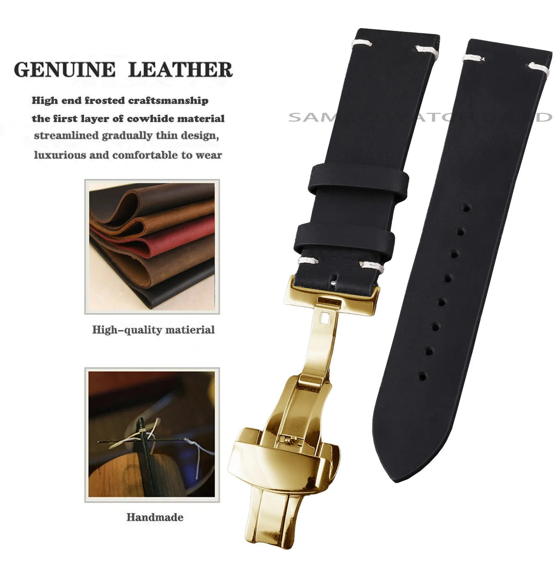 Vintage Top-Grain Leather Watch Strap (18–24mm)