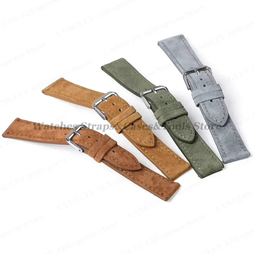Vintage Suede Leather Watch Strap – 18/20/22mm, Quick Release
