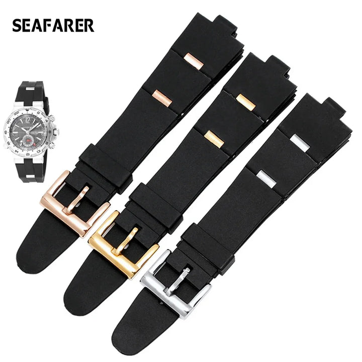 Black Rubber Replacement Watch Strap for BVLGARI (22/24mm)