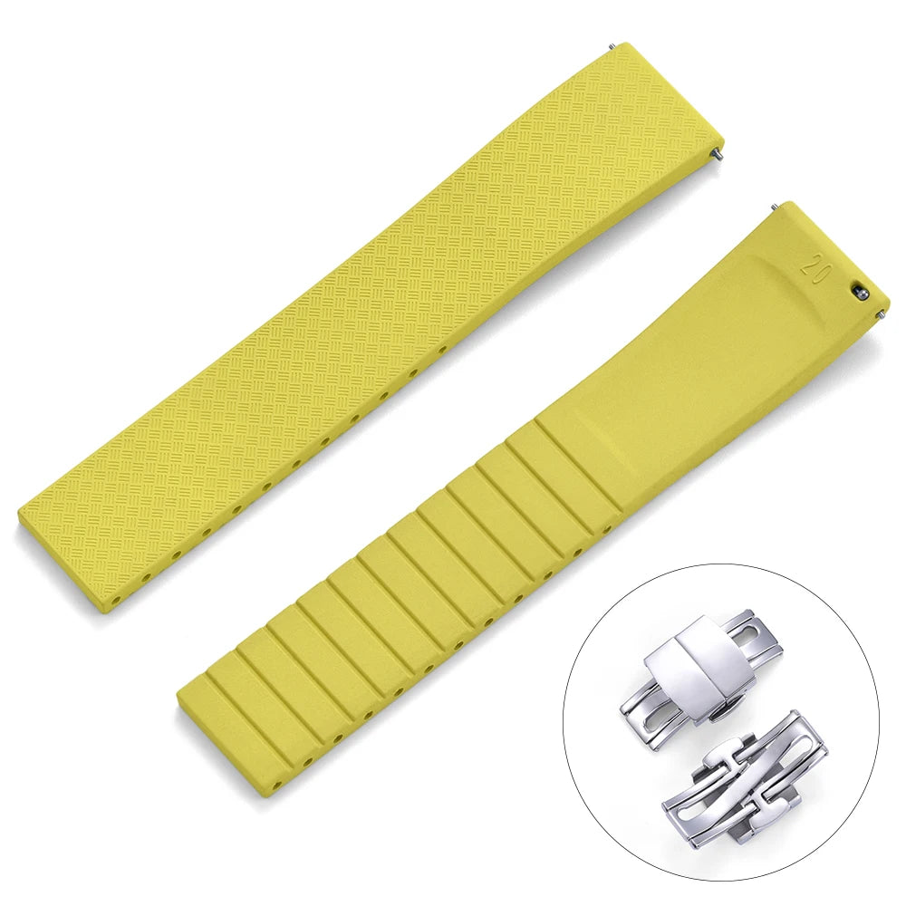 JUELONG CTS Fluororubber Watch Strap 18mm 19mm 20mm 22mm New Quick Release Butterfly Buckle Watch Band FKM Strap For Cut To Size