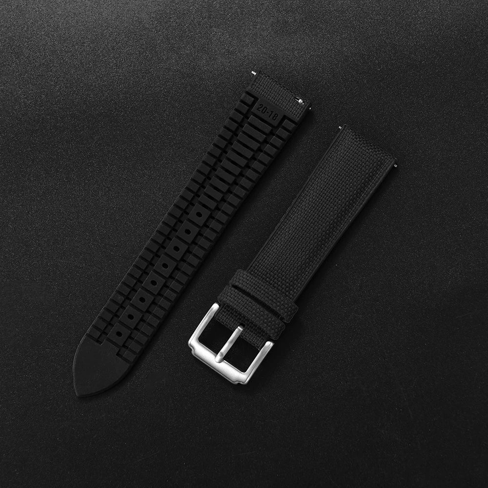 NATOBELT Rubber Sailcloth Strap 18mm 19mm 20mm 21mm 22mm Canvas Nylon Quick Release WatchBand Perfect Fit Flat End Universal