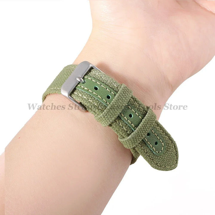Canvas Band Leather Watchband 20mm for Army Military Quick Release Universal Replacement for Omega Sport Nylon Men Watch Straps