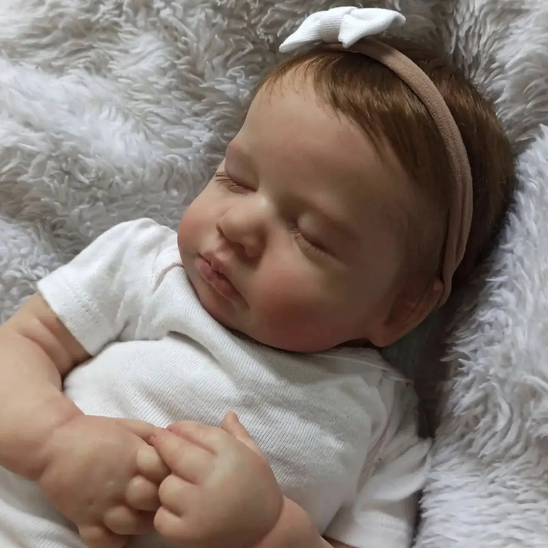 19″ Loulou Finished Reborn Baby Doll – Realistic Vinyl/Cloth Body, Hand‑Rooted Hair & 3D Veins