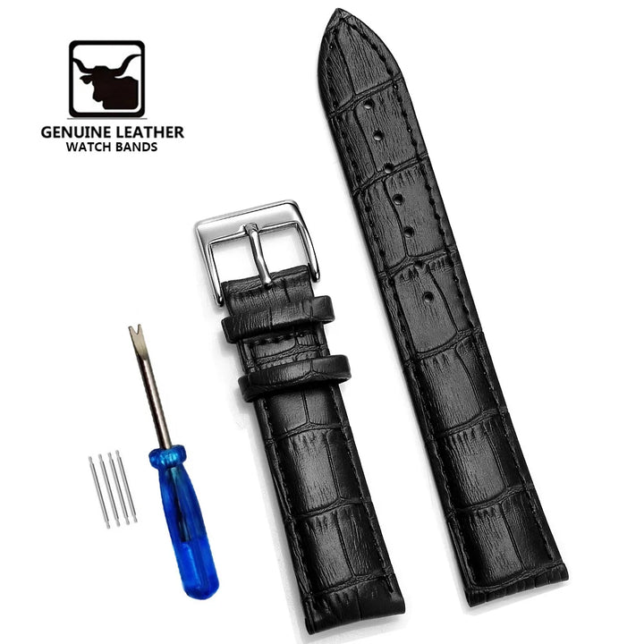 Premium Genuine Leather Watch Band 12–24mm (With Tool)