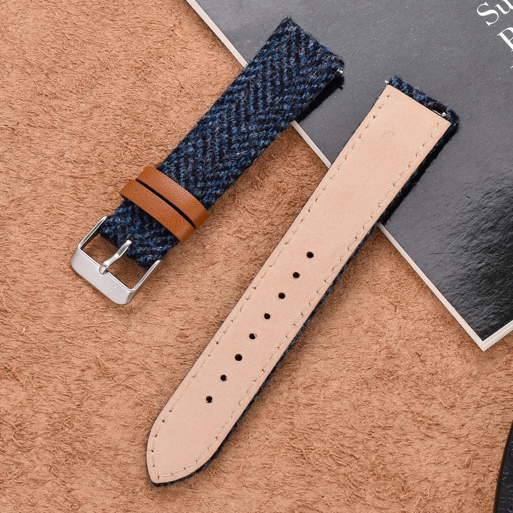 Wool Weave Vintage Leather Quick Release Watch Strap – 18/20/22mm