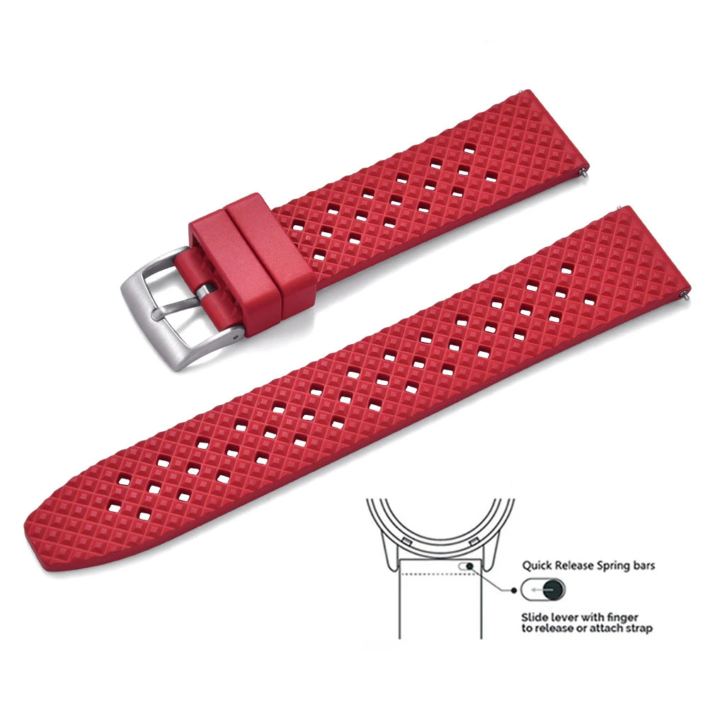 New Designed Honeycomb Fluorine FKM Rubber Strap 20mm 22mm Quick Release Watchbands For SRP777J1 Watch Replacement Wristband