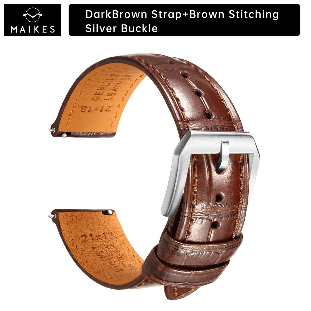 MAIKES Calf Leather Watch Strap Quick Release Bracelet For Longines Omega IWC Watchbands 20mm 21mm 22mm Watch Band