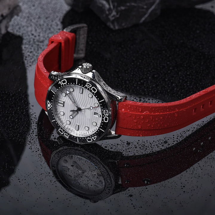 JUELONG Fluorine FKM Rubber Watch Strap 18mm 20mm 22mm 24mm Bracelet Diving Quick Release Rubber Watchband Silver Buckle