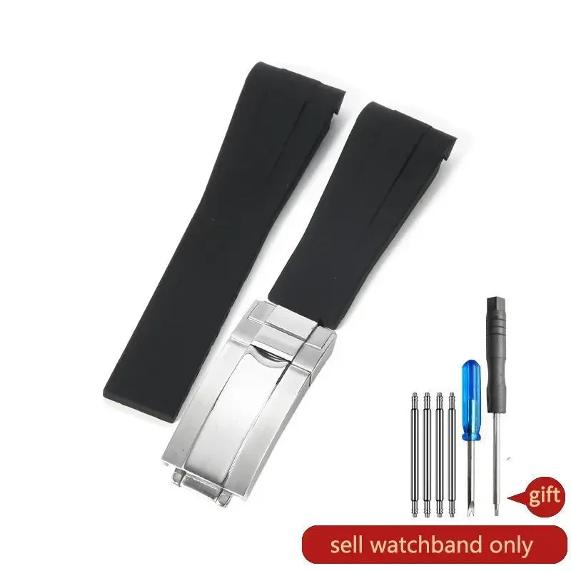 20mm Silicone Rubber Watch Strap for Rolex Models