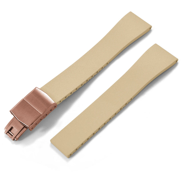 JUELONG CTS FKM Rubber Watch Strap 16–22mm Quick Release with Rose Gold Butterfly Buckle