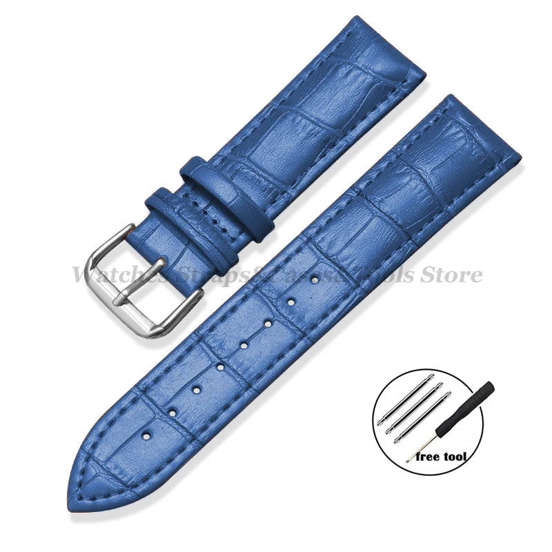 Calfskin Leather Strap Slub Pattern 12/13/14/15/16/17/18/19/20/21/22/23/24mm Universal Watchband for Samsung SmartWatch Bracelet