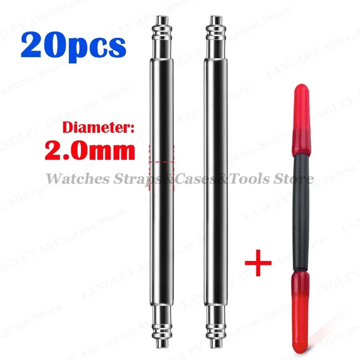 20‑Piece Quick-Release Watch Pins – 1.5/1.8mm, 12–24mm Spring Bars