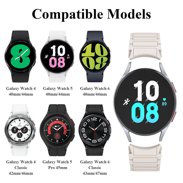 Magnetic Silicone Strap for Samsung Galaxy Watch – 40/44/45mm, No Gaps